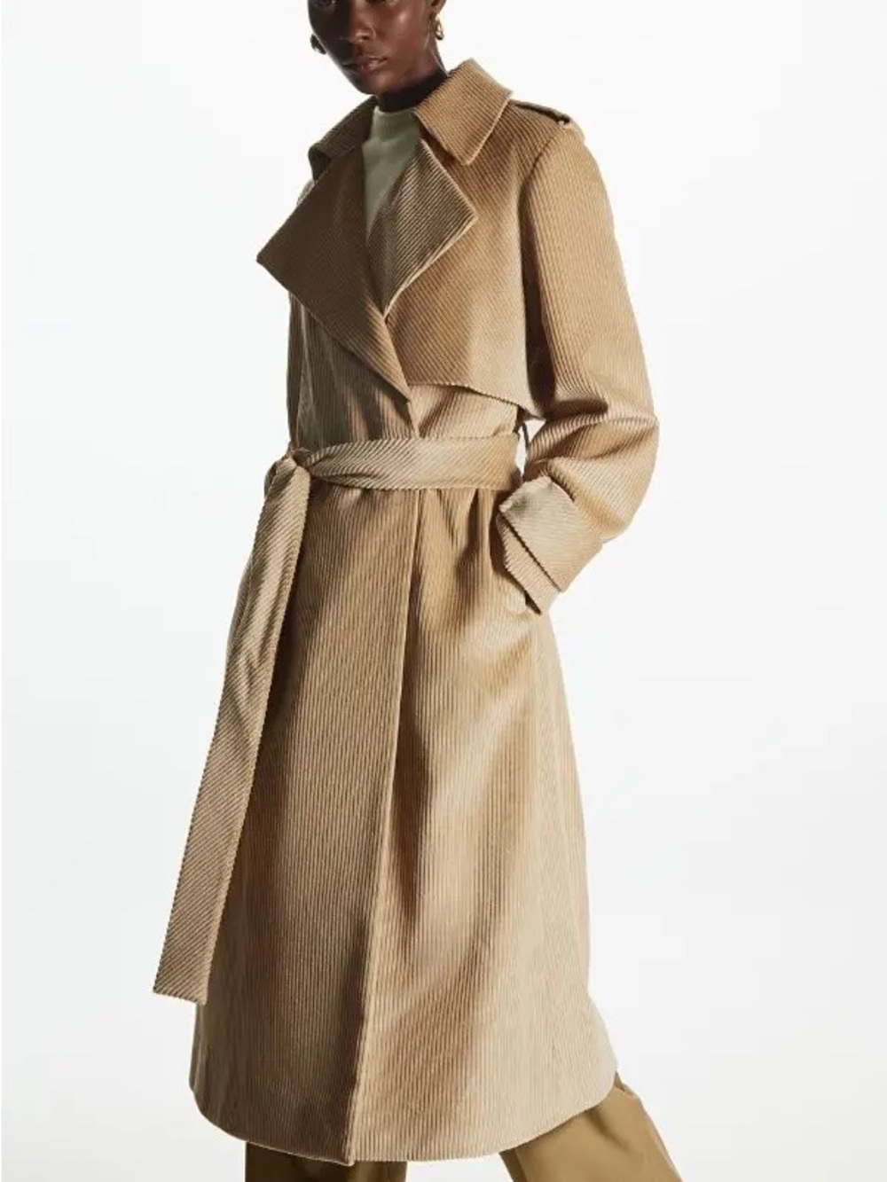 COS Relaxed Corduroy Trench in beige sz 6